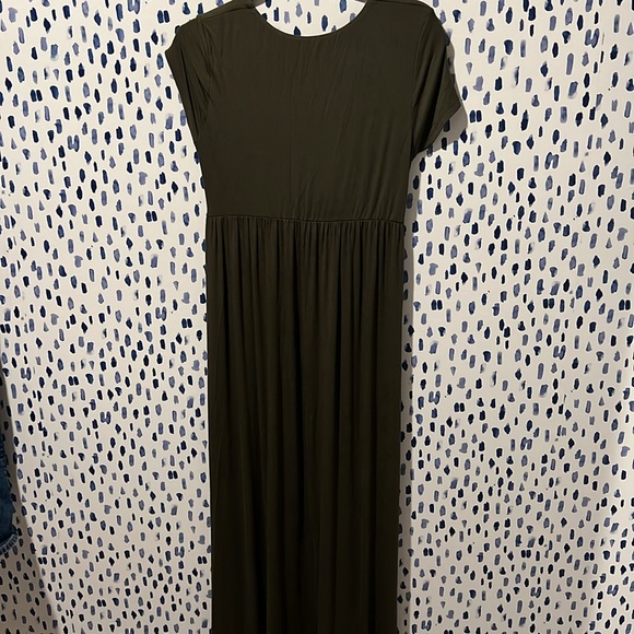 PinkBlush Olive Draped Maternity/Nursing Maxi Dress - Picture 2 of 4